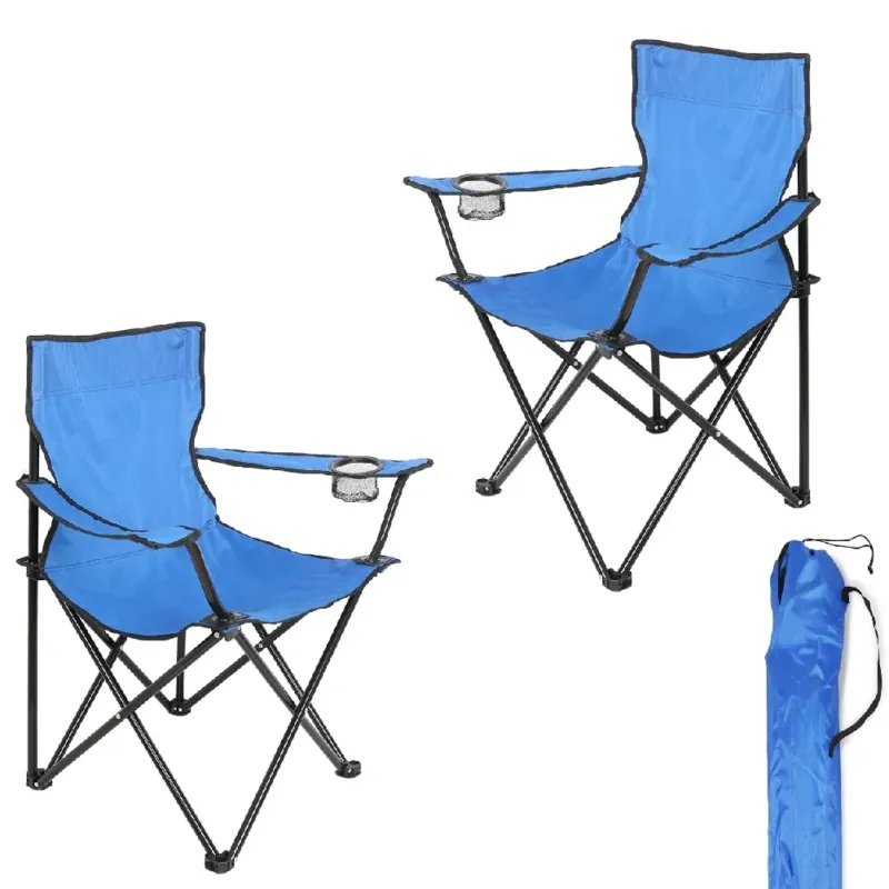 2pz Sedia Campeggio Portatile Pieghevole Telo Oxford Sacca con Maniglia H90cm Blu Compra Oggi Stesso