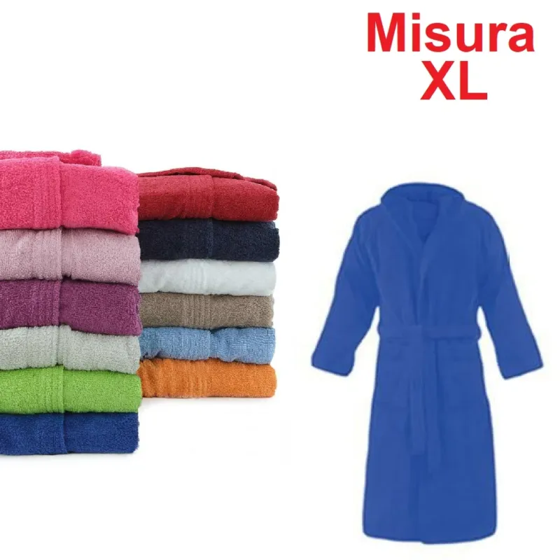 Accappatoio Leggero Micro Spugna con Cappuccio Tasche Uomo Donna Blu Taglia XL Subito Disponibile