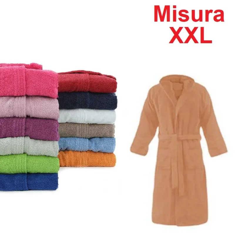 Accappatoio in Micro Spugna con Cappuccio Tasche Uomo Donna Arancio Taglia XXL Compra Online