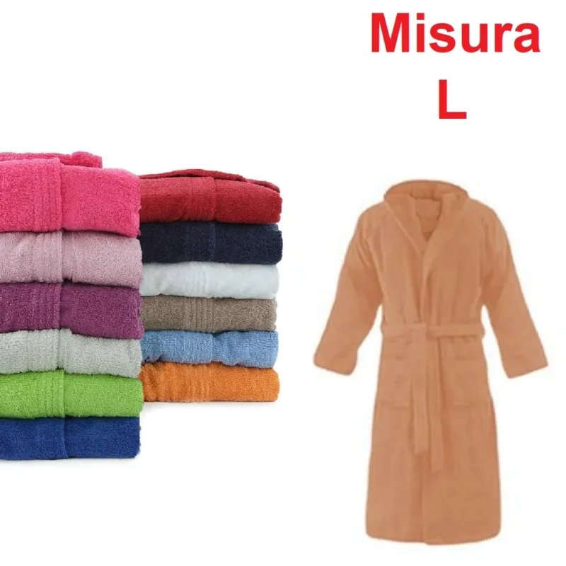 Compra Online Accappatoio in Micro Spugna con Cappuccio Tasche Uomo Donna Arancio Taglia L