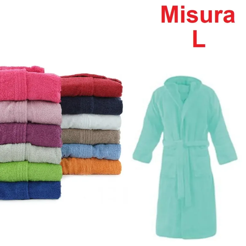 Compra Oggi Stesso Accappatoio in Micro Spugna con Cappuccio Tasche Uomo Donna Menta Taglia L