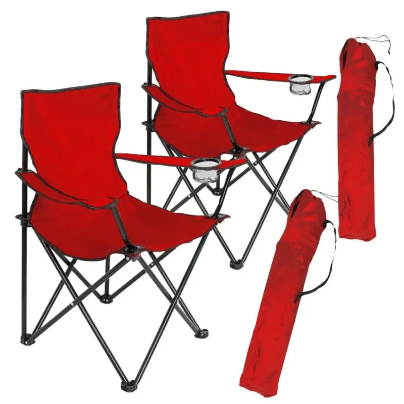 2pz Sedia Campeggio Portatile Pieghevole Telo Oxford Sacca con Maniglia H90cm Rosso Soddisfatti O Rimborsati