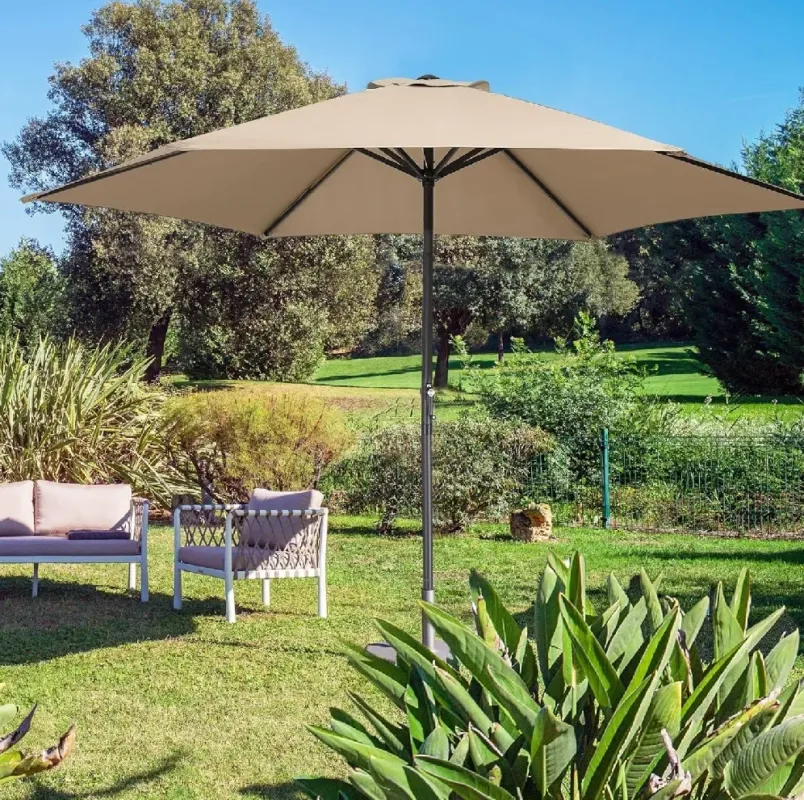 Subito Disponibile Ombrellone Giardino 2.7 mt con Palo Centrale AirVent Telo Poliestere Tortora