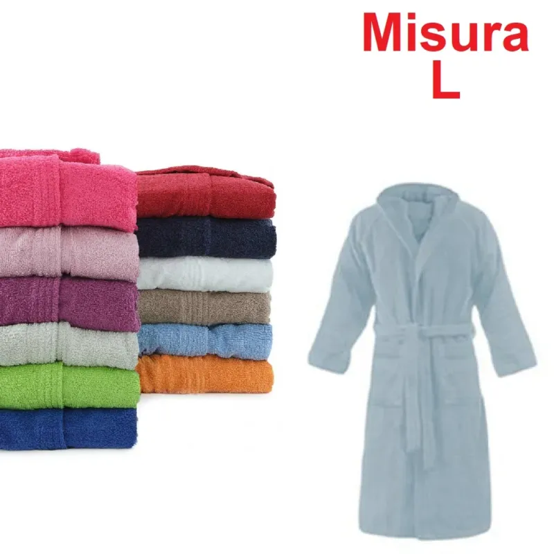 Prezzo Di Fabbrica Accappatoio in Micro Spugna con Cappuccio Tasche Uomo Donna Grigio Taglia L