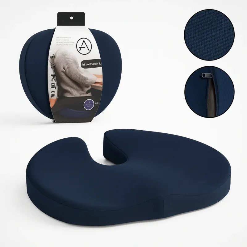Ultimissimo Modello Cuscino Memory Foam Ergonomico per Sedia Ufficio Auto Aereo 47x35 H5 cm Blu