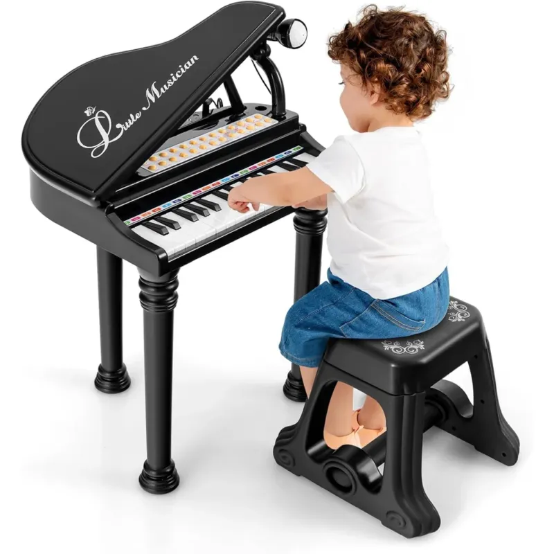 Tastiera Musicale Giocattolo Pianoforte per Bambini Nero 31 Tasti e Microfono Direttamente Dal Produttore