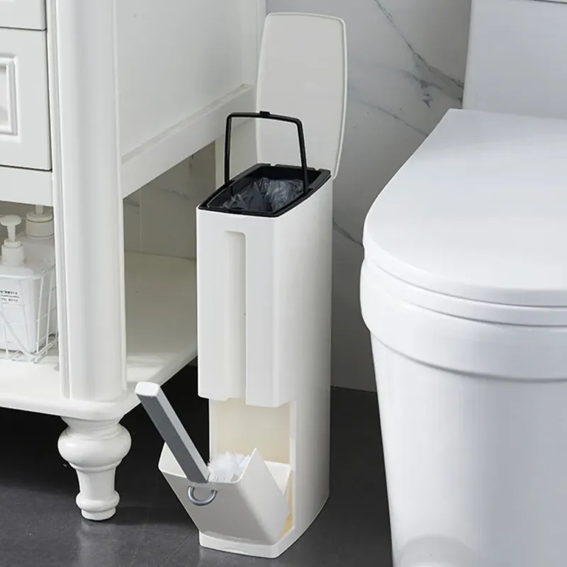 Set Scopino e Cestino per WC Bagno 2 in 1 Salvaspazio PortaScopino e Pattumiera Prezzo Basso