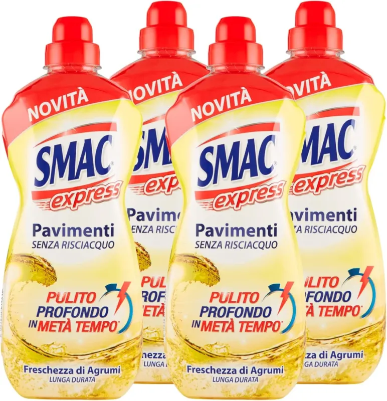 4 X Smac Express Detergente Multisuperficie Pavimenti Freschezza Agrumi ( 4 x 1000ml ) Professionale