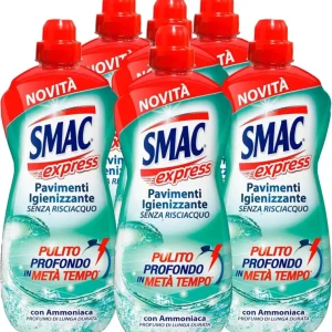 6 X Smac Express Pavimenti Igienizzante 1 LT Senza Risciacquo Con Ammoniaca Prezzo Di Fabbrica