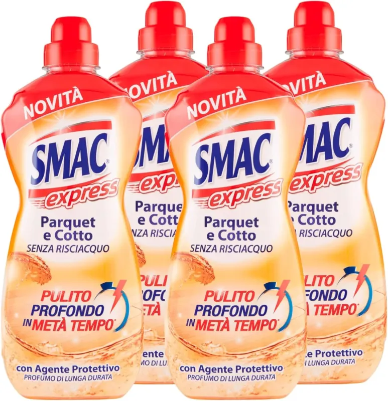 Quantità Limitata 4 x Smac Express Pavimenti 1LT Superfici Delicate con Agente Protettivo Parquet e Cotto
