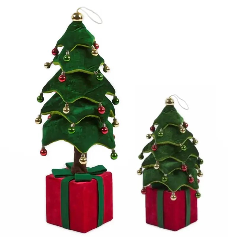 Albero di Natale Pieghevole 60 cm in Velluto Decoro Addobbo Vetrine Casa Negozi A Buon Prezzo