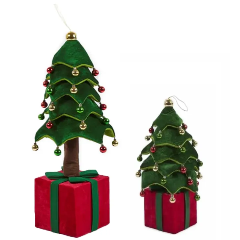 Albero di Natale Pieghevole 80 cm in Velluto Decoro Addobbo Vetrine Casa Negozi Promozione Esclusiva
