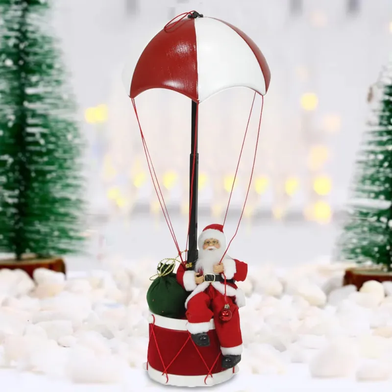 Babbo Natale con Paracadute Decorazione Addobbo Natalizio Rosso e Bianco 60 cm Subito Disponibile