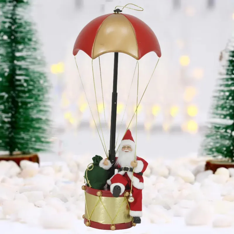 Babbo Natale con Paracadute Decorazione Addobbo Natalizio Rosso e Oro 60 cm Prezzo Basso