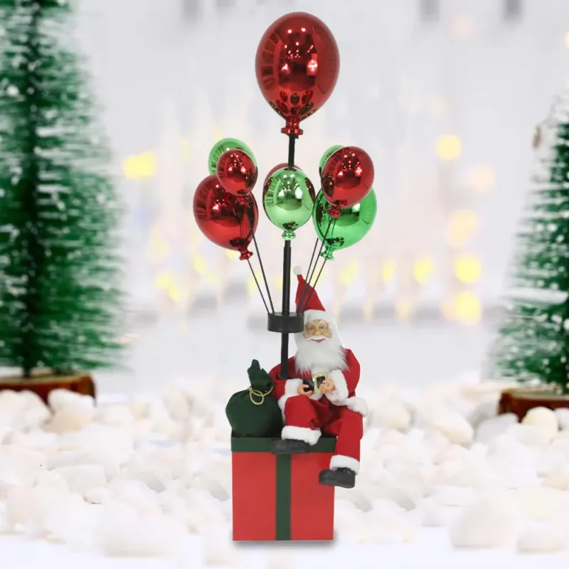 Consegna Rapida Babbo Natale con Palloncini Rosso e Verde Decorazione Addobbo Natalizio 82 cm