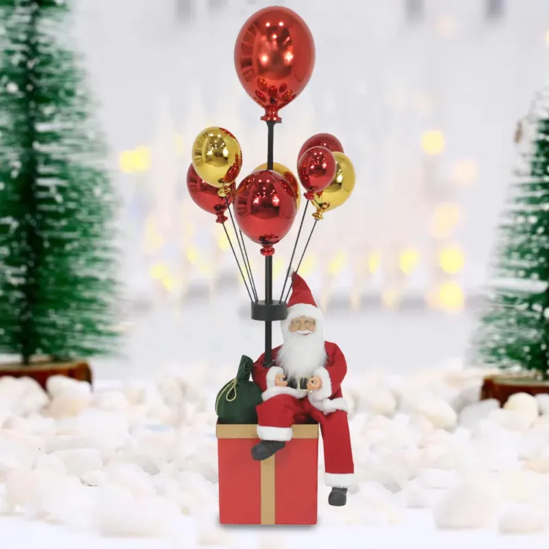 Babbo Natale con Palloncini Rosso e Oro Decorazione Addobbo Natalizio 82 cm Soddisfatti O Rimborsati