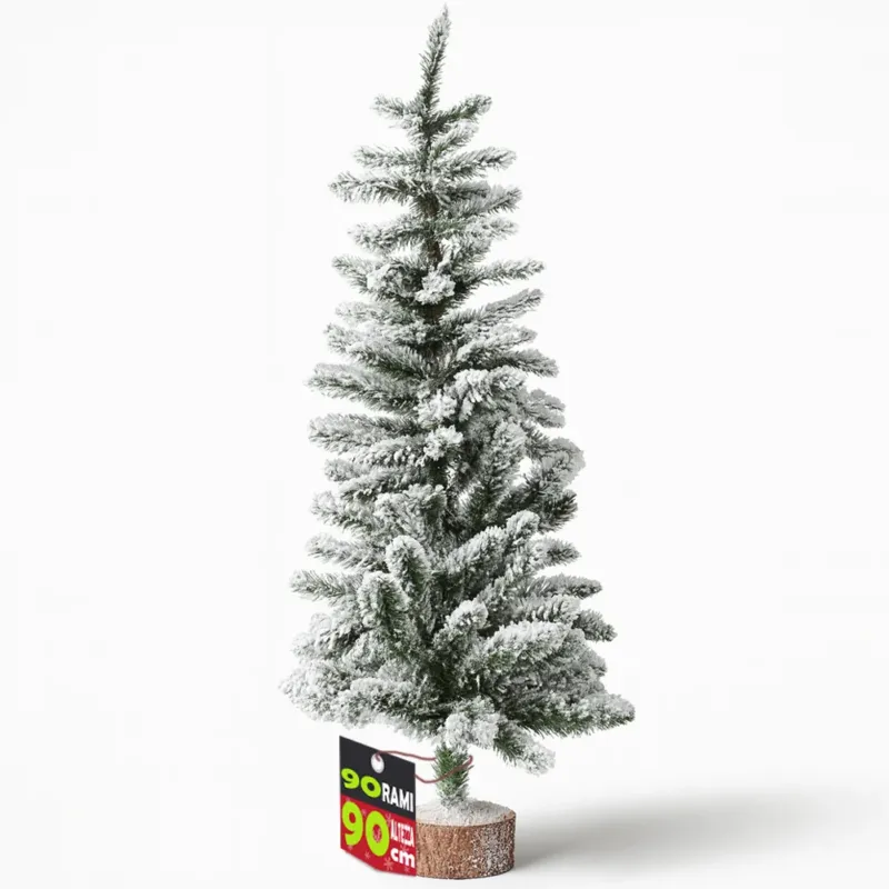 Prezzo Basso Albero di Natale Innevato 90cm con 90 Rami e Neve Effetto Realistico Base Tronco