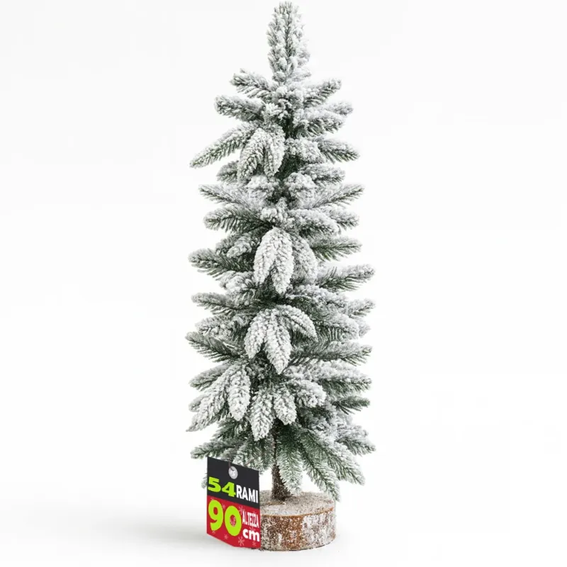 Albero di Natale Innevato 90cm con 54 Rami e Neve Effetto Realistico Base Tronco Non Perdere