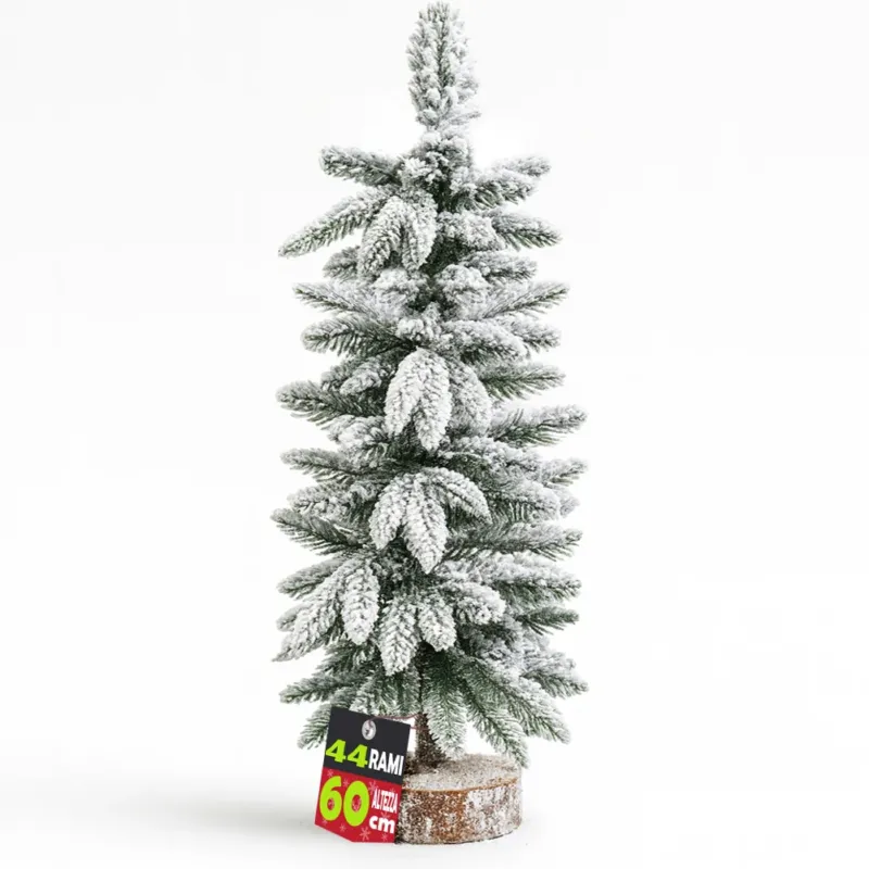 Albero di Natale Innevato 60cm con 44 Rami e Neve Effetto Realistico Base Tronco Più Venduto