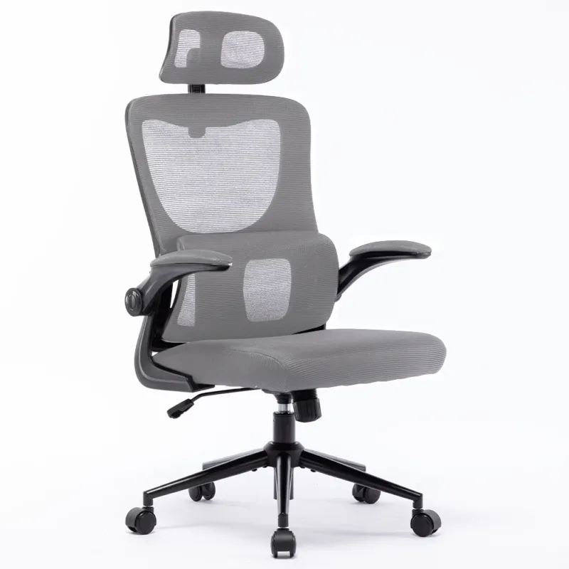 Bestseller Sedia da Ufficio Ergonomica Grigio Rete Traspirante Supporto Lombare Poggiatesta