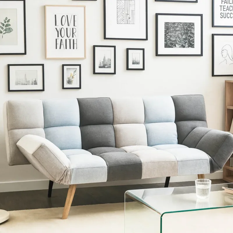 Divano letto 2 posti Vissland con braccioli regolabili Apertura Clic Clac Patchwork A Buon Prezzo
