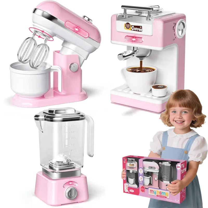 Nuovo Arrivo Elettrodomestici Cucina Giocattolo Rosa Planetaria Macchina Caffè Frullatore