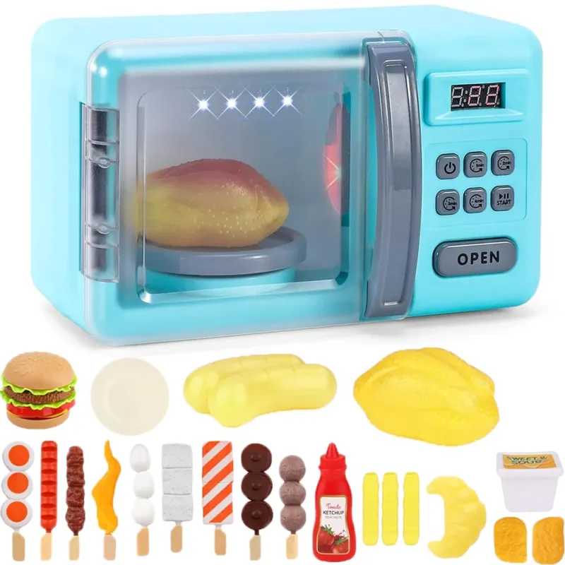 Vendita Finale Forno a Microonde Giocattolo per Bambini Luci Suoni e 18 Accessori Idea Regalo