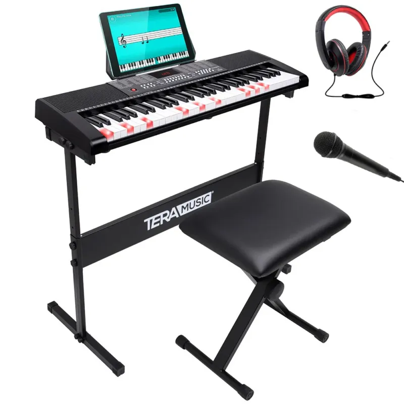 Tastiera Musicale Pianola Elettronica 61 Tasti Luminosi con Supporto e Sgabello Vendita Finale