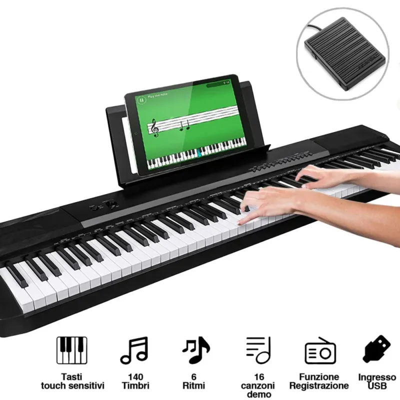 Tastiera Musicale 88 Tasti Pesati Professionale Pianola Pianoforte con Pedale Spedizione Espresso