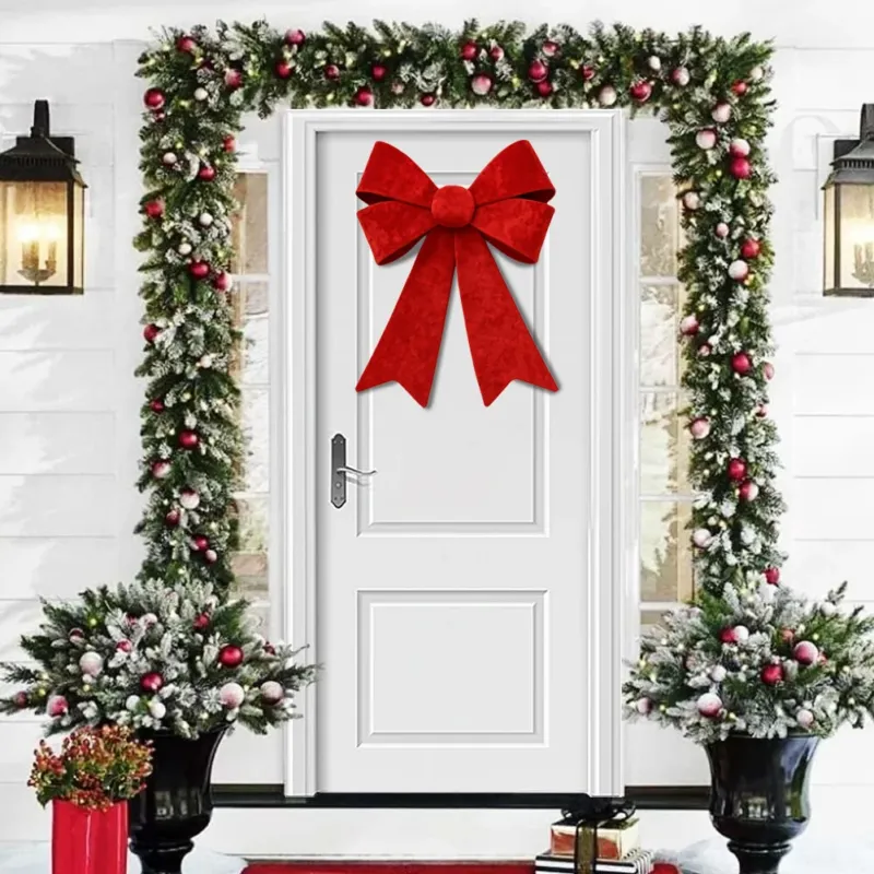 Fiocco Natalizio Fuoriporta 45x60cm Rosso Decorazione Addobbo Porta per Natale Compra Adesso
