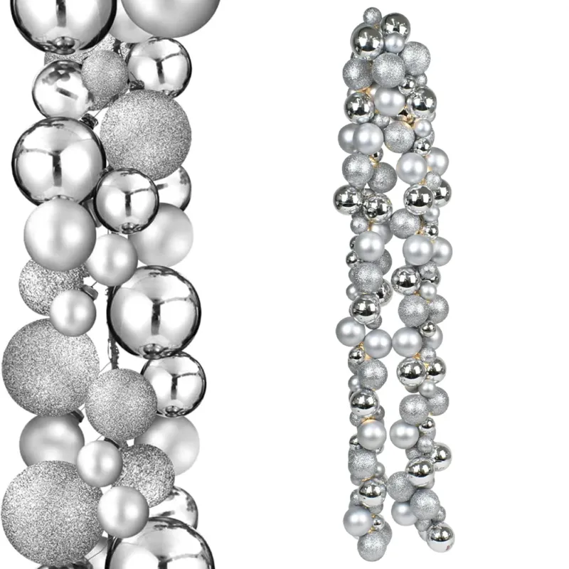 Reso Gratuito Ghirlanda Natalizia 142 Palline Natale 180cm Festone con LED Natalizio Argento