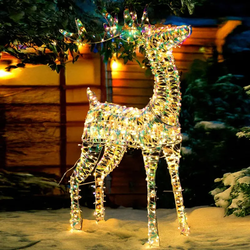 A Buon Prezzo Renna Luminosa Natalizia Bianco Iridescente 100cm con 500 LED Addobbo di Natale