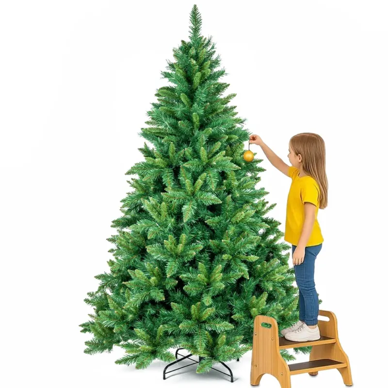 Albero di Natale Verde Canberra 210 cm Foltissimo con 1256 Punte Rami Innesto Promo Stagionale