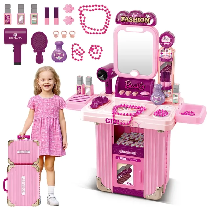 Set da Toeletta per Bambini con Valigia Postazione MakeUp Giocattolo Idea Regalo Solo Oggi