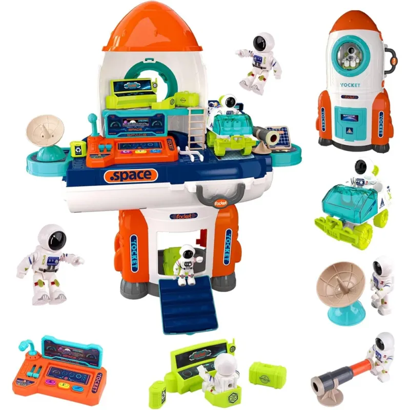 Super Prezzo Playset Razzo Stazione Spaziale Giocattolo Smontabile con Accessori Idea Regalo