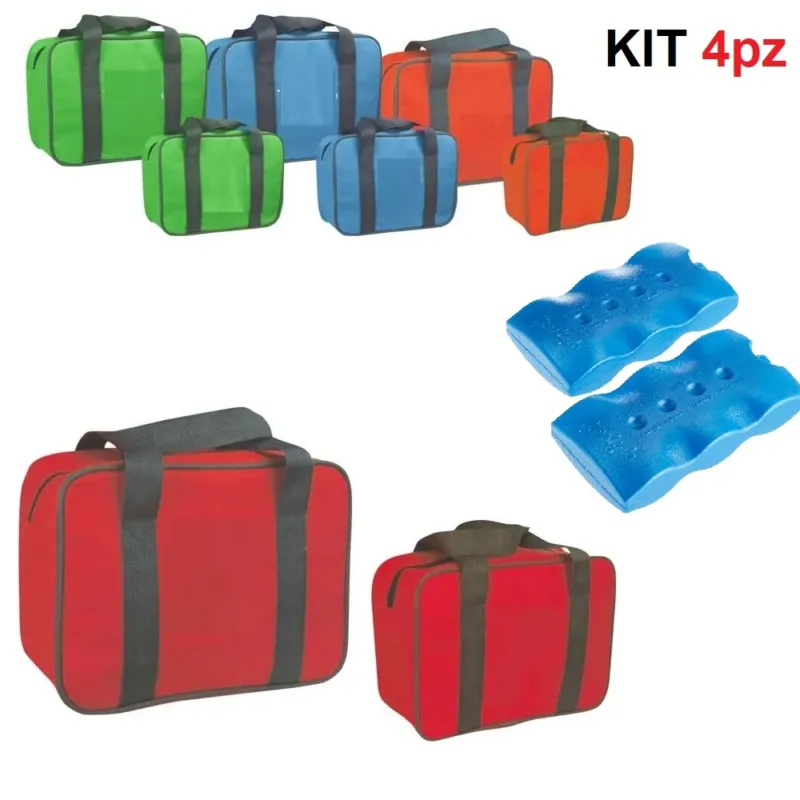 Kit 2 Borse Termiche Pratiche 24LT e 7LT con 2 Mattonelle Ghiaccio 400ml Verde Offerta