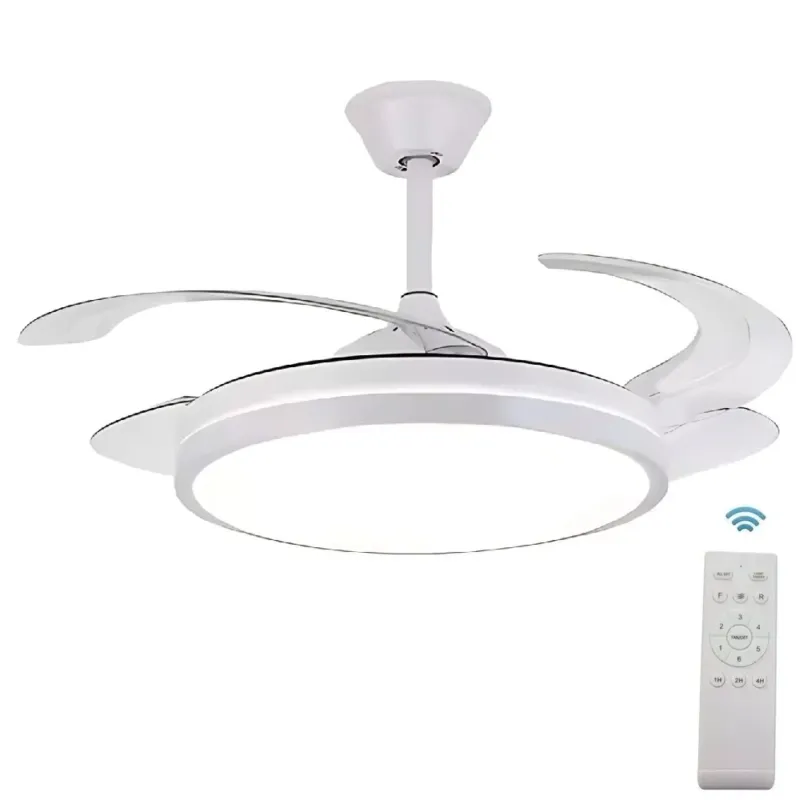 Spedizione Espresso Ventilatore da Soffitto 4 Pale Richiudibili Plafoniera LED 60W Telecomando 110cm