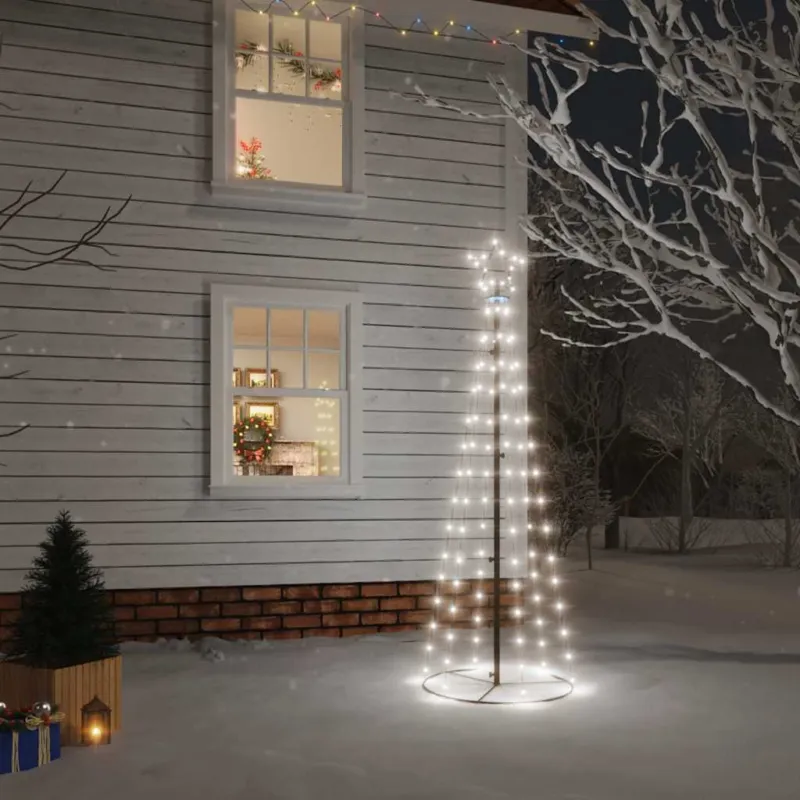 Albero di Natale a Cono Bianco Caldo 108 LED 70x180 cm Nuova Collezione