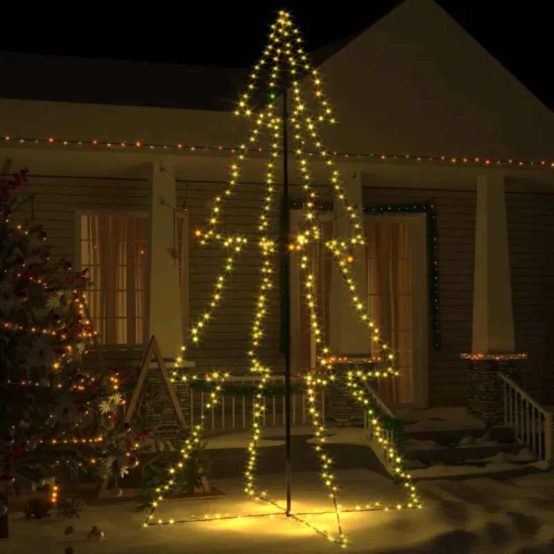 Albero di Natale a Cono 360 LED per Interni Esterni 143x250 cm Pagamento Sicuro