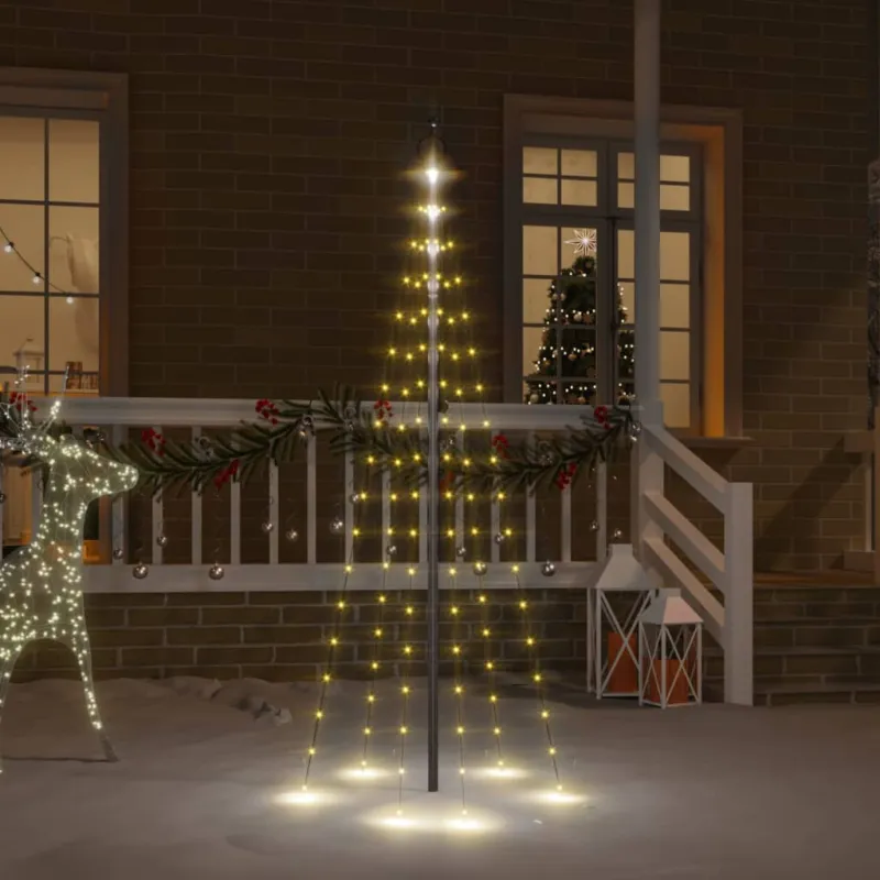 Albero di Natale Pennone 180 cm con 108 LED Bianco Caldo 8 Effetti per Esterno Novità