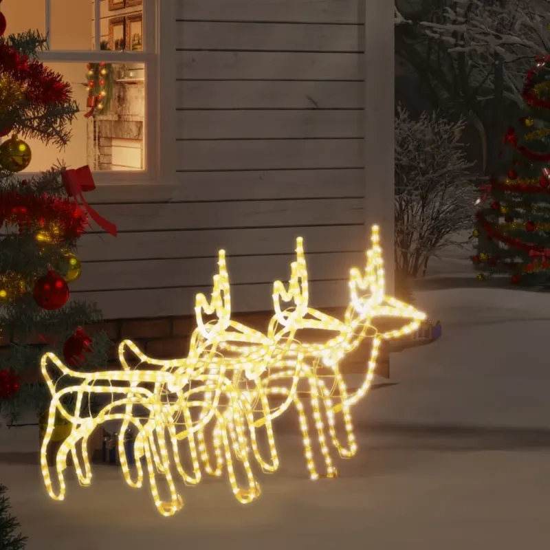 Renne 3 Pz con Luci LED Bianco Caldo Figure Natalizie 60x30x60 cm per Esterni Sconto