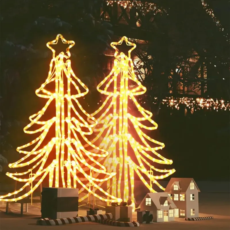 A Buon Prezzo Figura Albero Natale Pieghevole LED 2 pz Bianco Caldo 87x87x93 cm per Esterno