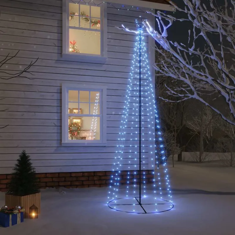 Must-Have Albero di Natale a Cono 300 cm con 310 LED Blu e 8 Effetti Luminosi USB