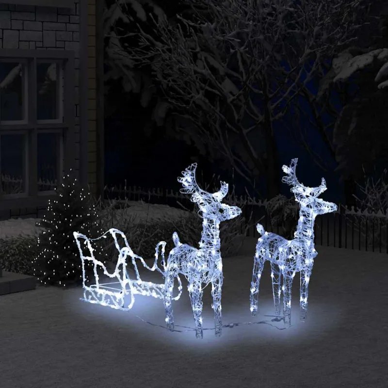 Decorazione Natalizia Renne e Slitta 160 LED Bianco Freddo 130 cm in Acrilico Acquista Ora