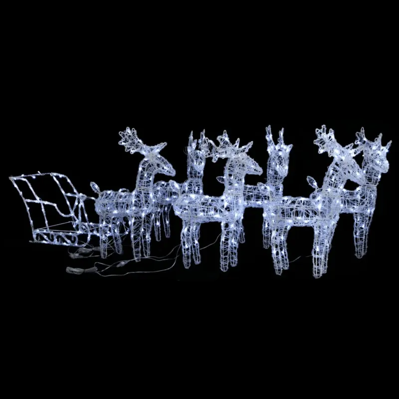 Decorazione Natalizia Renne e Slitta in Acrilico con 320 LED e Cavo 5 m A Buon Prezzo