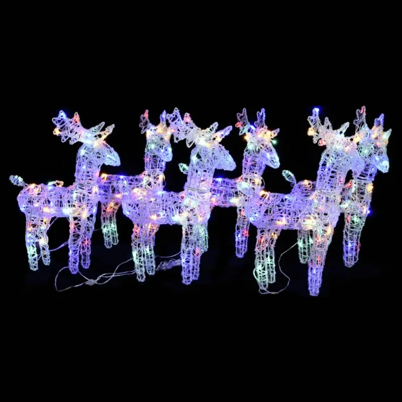 Prezzo Di Fabbrica Renne di Natale 6 pz Multicolore in Acrilico con 240 LED e Cavo da 5 m