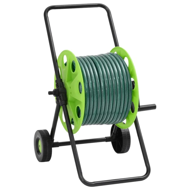 Carrello Avvolgitubo Giardino con Tubo 30 m in PVC Verde con Accessori Promozione Esclusiva