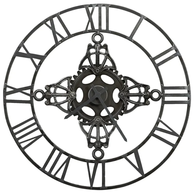 Orologio da Parete Argento 78 cm in Metallo con Numeri Romani Design Classico Compra Adesso