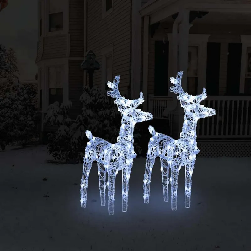 Renne di Natale 2 pz Acrilico 80 LED Bianco Freddo con USB per Esterni Esclusivo