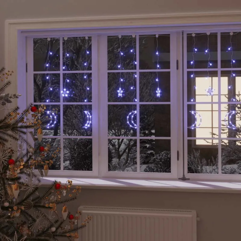 Must-Have Luci Stella e Luna 138 LED Blu con Telecomando USB per Interni e Esterni
